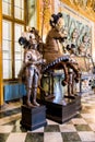 Medieval knights on horses in the Royal Armoury of Turin
